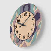 Decoratieve paarse en blauwe abstracte golven grote klok (Hoek)