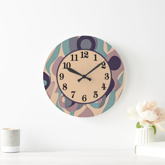 Decoratieve paarse en blauwe abstracte golven grote klok (Huis)