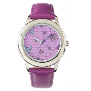 Decoratieve Paarse en blauwe vlinder Horloge