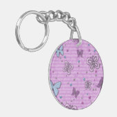 Decoratieve Paarse en blauwe vlinder Sleutelhanger (Voorkant Links)