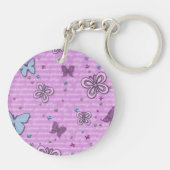 Decoratieve Paarse en blauwe vlinder Sleutelhanger (Achterkant)