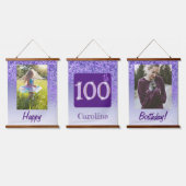 Decoratieve Paarse glitter 2 foto's 100e verjaarda Hangend Wandkleed (Driedubbel)