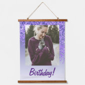 Decoratieve Paarse glitter 2 foto's 70e verjaardag Hangend Wandkleed (Voorkant 3)