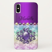 Decoratieve Paarse juweel en regenboogzijde Case-Mate iPhone Case (Achterkant)