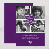 Decoratieve Paarse ster van David Hanukkah-kaart Feestdagenkaart (Voorkant / Achterkant)