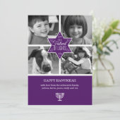 Decoratieve Paarse ster van David Hanukkah-kaart Feestdagenkaart (Staand voorkant)