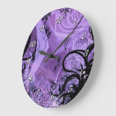 Decoratieve Paarse wandklok met zwart en patroon (Hoek)