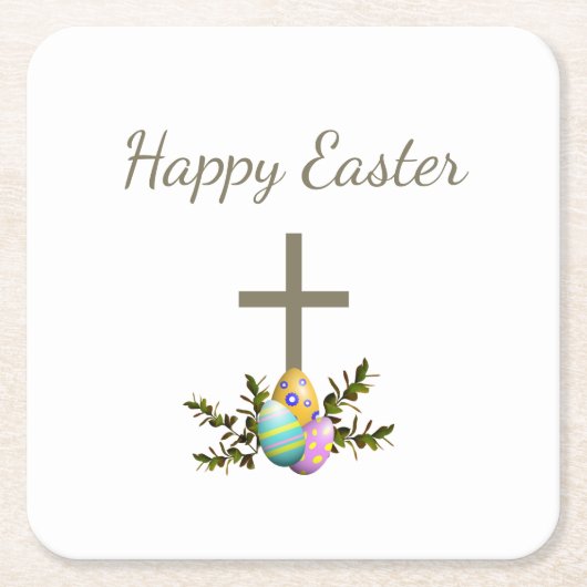 Decoratieve Paaseieren Botanische Eenvoudige Kruis Kartonnen Onderzetters (Voorkant)