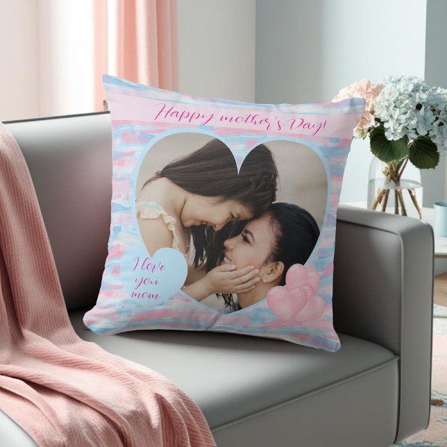 Decoratieve pastel Moederdag foto Kussen (Decorative pastel Mother’s Day photo Throw Pillow)