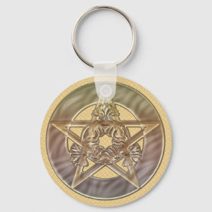 Decoratieve Pastel Peach Pentacle Sleutelhanger