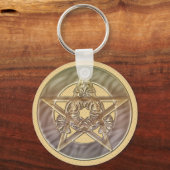 Decoratieve Pastel Peach Pentacle Sleutelhanger (Voorkant)