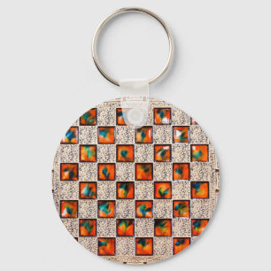 Decoratieve Patron Afbeelding voor Basic-Button-Ke Sleutelhanger