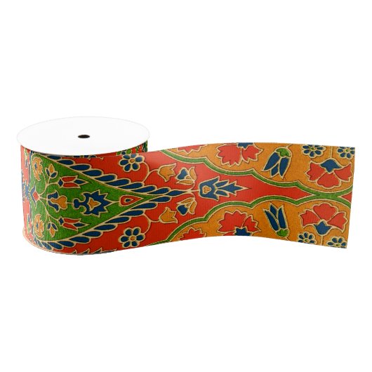 Decoratieve Perzische bloemenprint Grosgrain Lint (Spoel)
