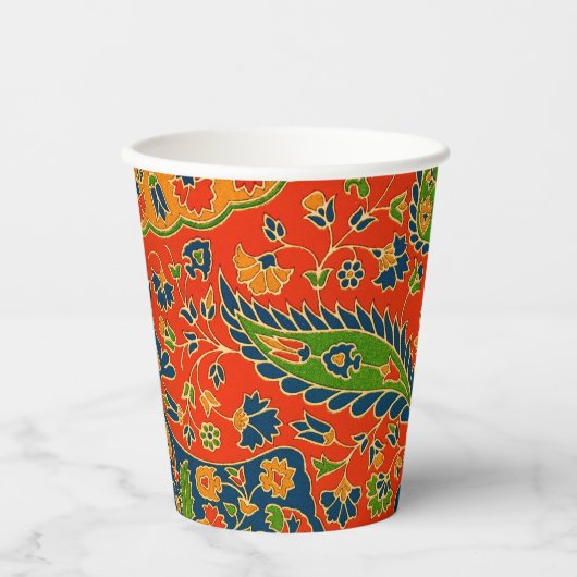 Decoratieve Perzische bloemenprint Papieren Bekers (Voorkant)
