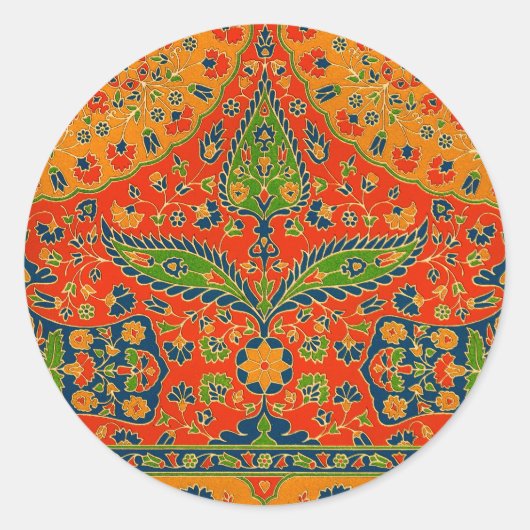 Decoratieve Perzische bloemenprint Ronde Sticker (Voorkant)