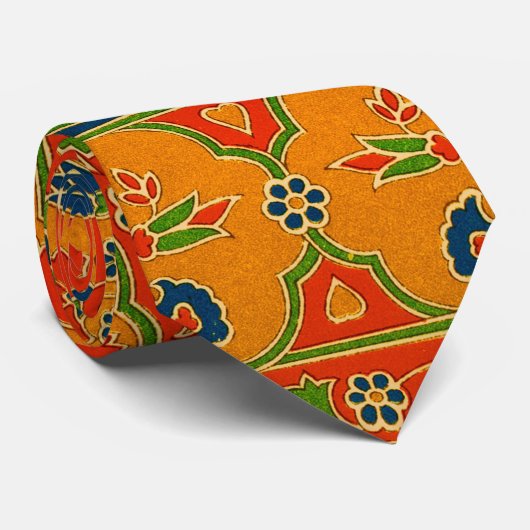 Decoratieve Perzische bloemenprint Stropdas (Opgerold)