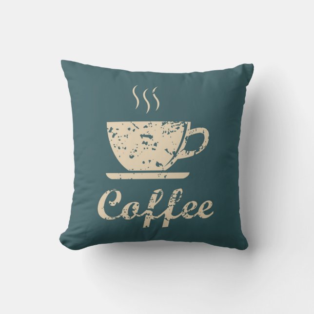 Decoratieve piloot van Chambray Blue Coffee Kussen (Voorkant)