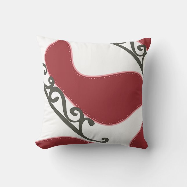 Decoratieve piloot van rood/wit patroon kussen (Voorkant)