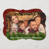 Decoratieve Pine Bough Fancy kerstfoto Feestdagenkaart (Voorkant / Achterkant)