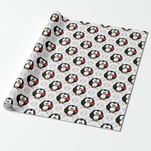Decoratieve pinguïn cadeaupapier (Uitgerold)