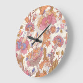 Decoratieve pioenen: kleurrijk bloemenpatroon. grote klok (Hoek)