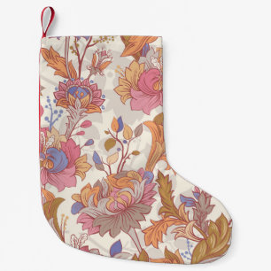 Decoratieve pioenen: kleurrijk bloemenpatroon. kleine kerstsok