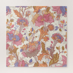 Decoratieve pioenen: kleurrijk bloemenpatroon. legpuzzel