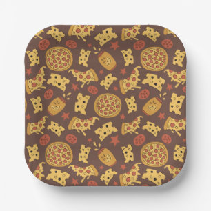 Decoratieve Pizza Patroon Papier Borden Papieren Bordje