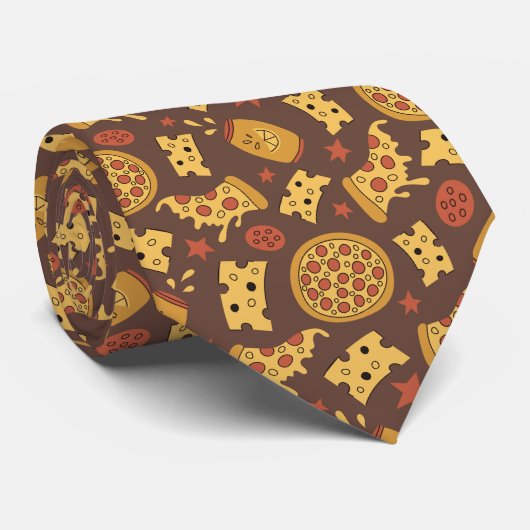 Decoratieve Pizza Pattern Stropdas (Opgerold)