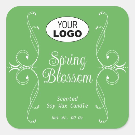 Decoratieve Plain Pastel Groen Bloeit Vierkante Sticker (Voorkant)