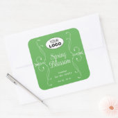 Decoratieve Plain Pastel Groen Bloeit Vierkante Sticker (Envelop)