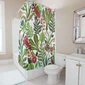 Decoratieve Planten en Insecten: Naadloos Ontwerp. Douchegordijn (In situ)