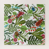 Decoratieve Planten en Insecten: Naadloos Ontwerp. Legpuzzel (Horizontaal)