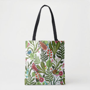 Decoratieve Planten en Insecten: Naadloos Ontwerp. Tote Bag