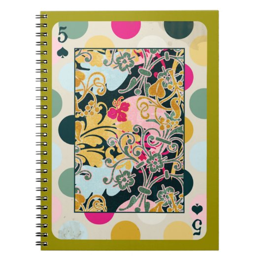 DECORATIEVE PLAYCARDS RANDOM PATTERS VIJF TERUG NOTITIEBOEK (Voorkant)