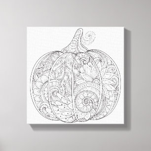 Decoratieve Pompoen Doodle 6 Canvas Afdruk