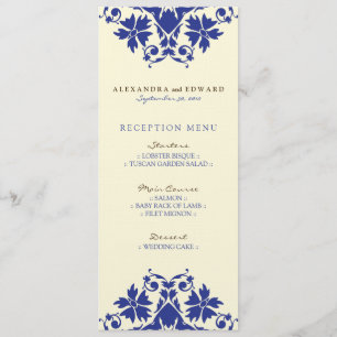 Decoratieve Postzegel Bruiloftsreceptie Menu (mari Kaart