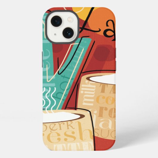 Decoratieve Pot Latte en Koppen iPhone Hoesje (Achterkant)