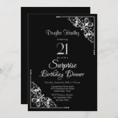 Decoratieve rand verrassend 21e geboortedag diner kaart (Voorkant / Achterkant)