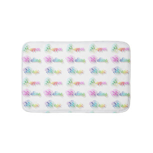 Decoratieve regenboogtekst. badmat