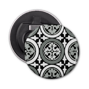 Decoratieve renaissance Rosette Tile Design Button Flesopener