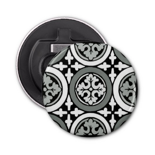 Decoratieve renaissance Rosette Tile Design Button Flesopener (Voorkant)