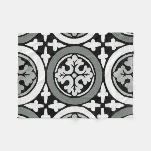 Decoratieve renaissance Rosette Tile Design Fleece Deken (Voorkant (Horizontaal))