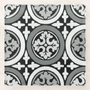 Decoratieve renaissance Rosette Tile Design Glazen Onderzetter