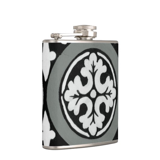 Decoratieve renaissance Rosette Tile Design Heupfles (Rechts)