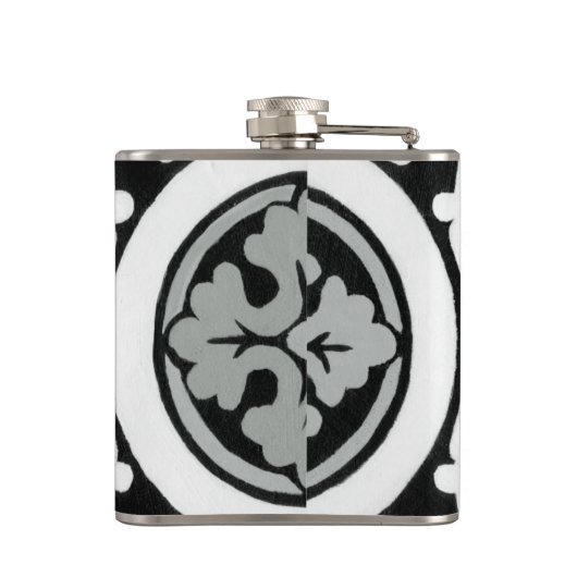 Decoratieve renaissance Rosette Tile Design Heupfles (Achterkant)