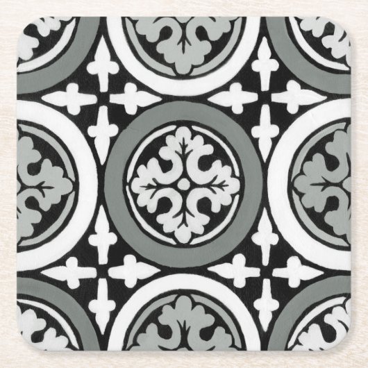 Decoratieve renaissance Rosette Tile Design Kartonnen Onderzetters (Voorkant)