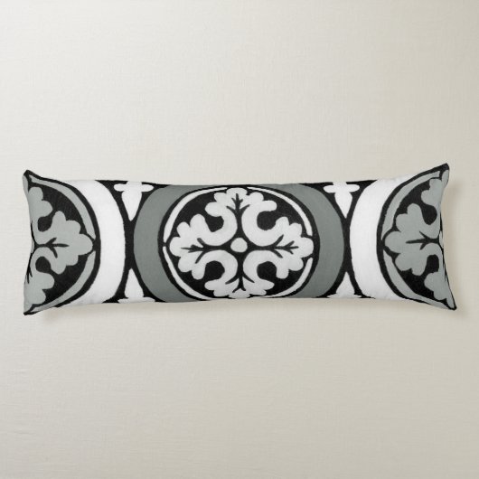 Decoratieve renaissance Rosette Tile Design Lichaamskussen (Achterkant)