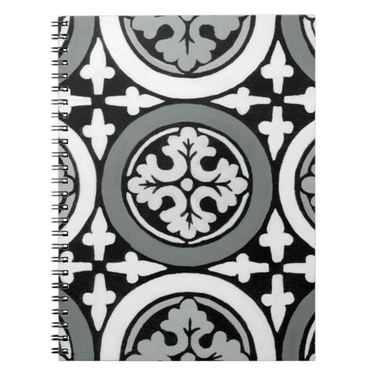 Decoratieve renaissance Rosette Tile Design Notitieboek (Voorkant)
