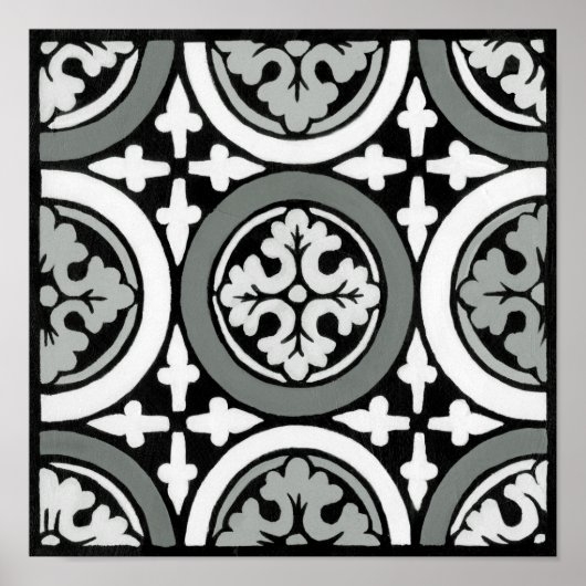 Decoratieve renaissance Rosette Tile Design Poster (Voorkant)